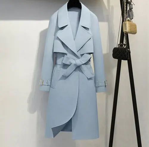 2020 Spring Autumn Women's Long Trench Coat with Belt