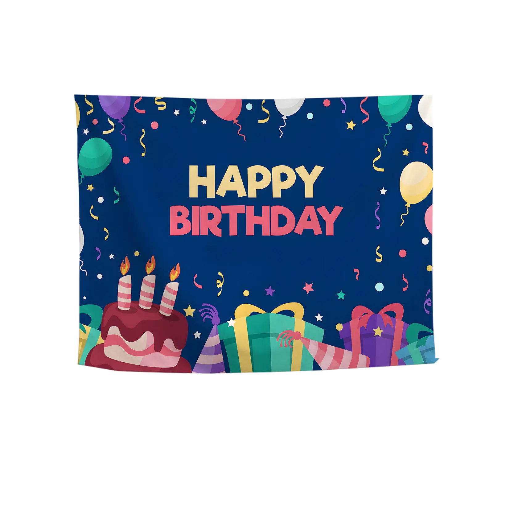 Happy Birthday Polyester Tapestry for Party Decor