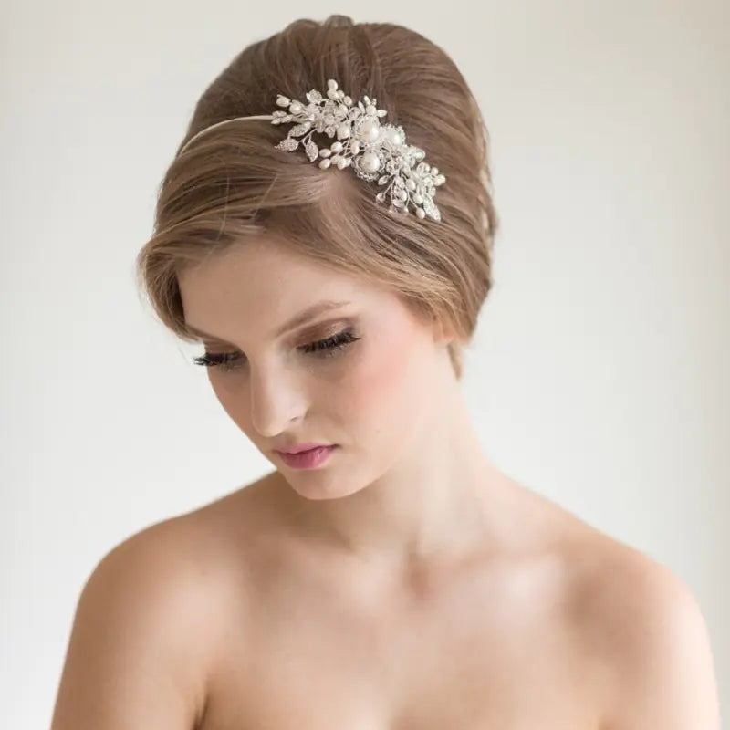 Luxury Wedding Headpiece with Handmade Pearls & Crystals