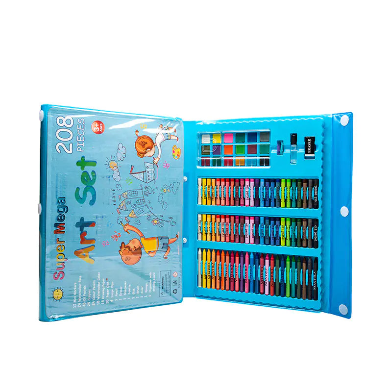 208-Piece Kids Art Supplies Set with Watercolor and Crayons