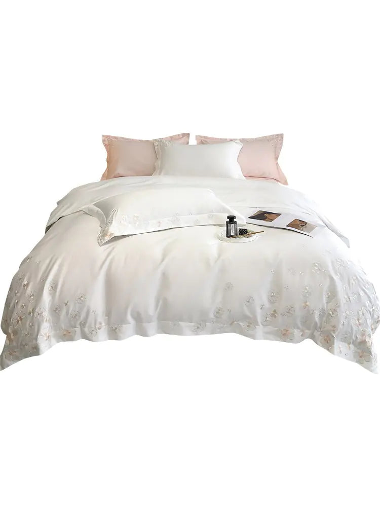 Princess Style 100% Cotton Floral Embroidery Bedding Set