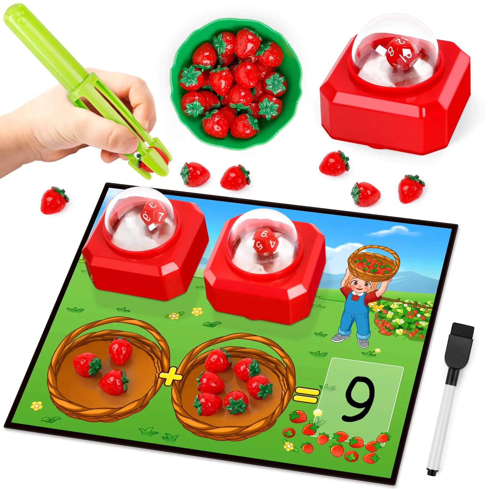 SkilLify Math Board Games for Kids with Dice Poppers Math Manipulatives Kindergarten Preschool Math Games Counters Toys Addition and Subtraction Dice Games Homeschool Supplies Classroom Must Haves