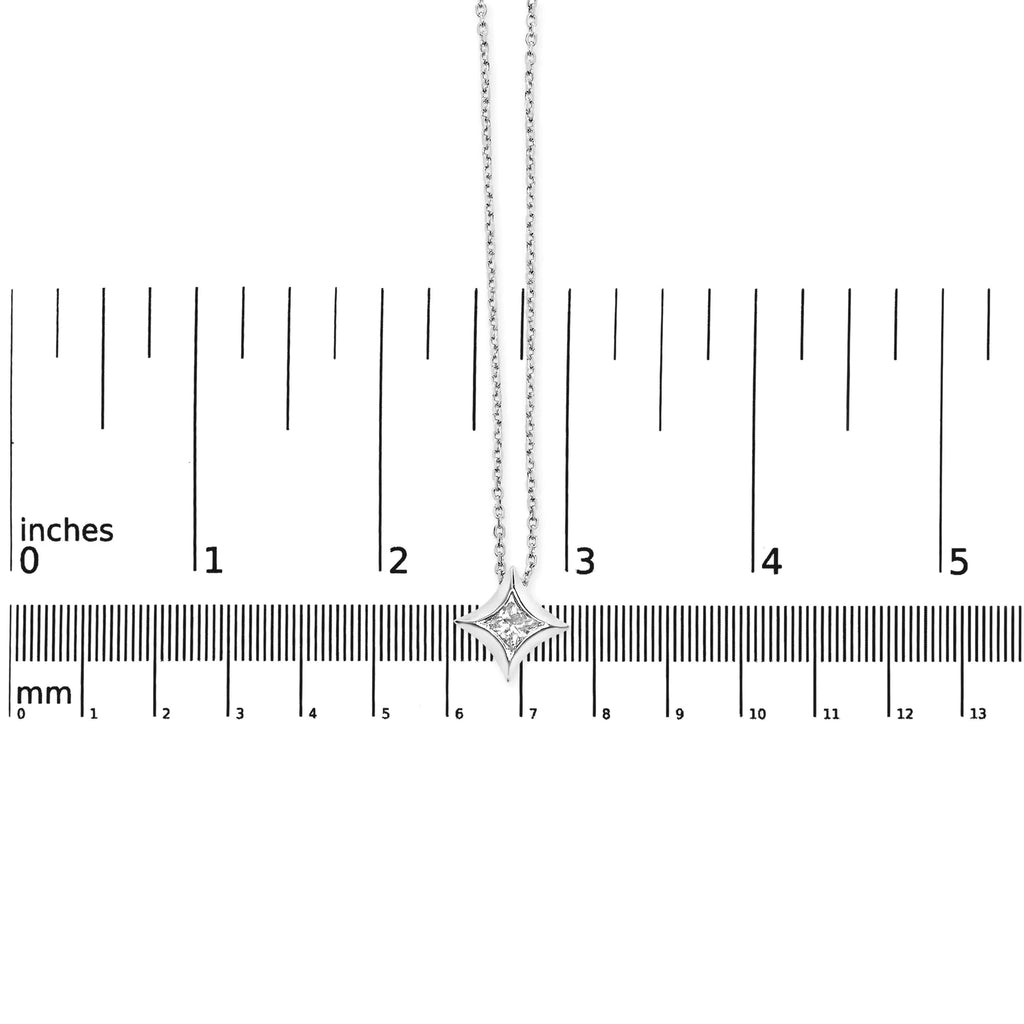 10K Gold 1/10 Cttw Bezel Set Solitaire Princess Cut Diamond Kite Shaped Pendent Necklace - 18" Inches