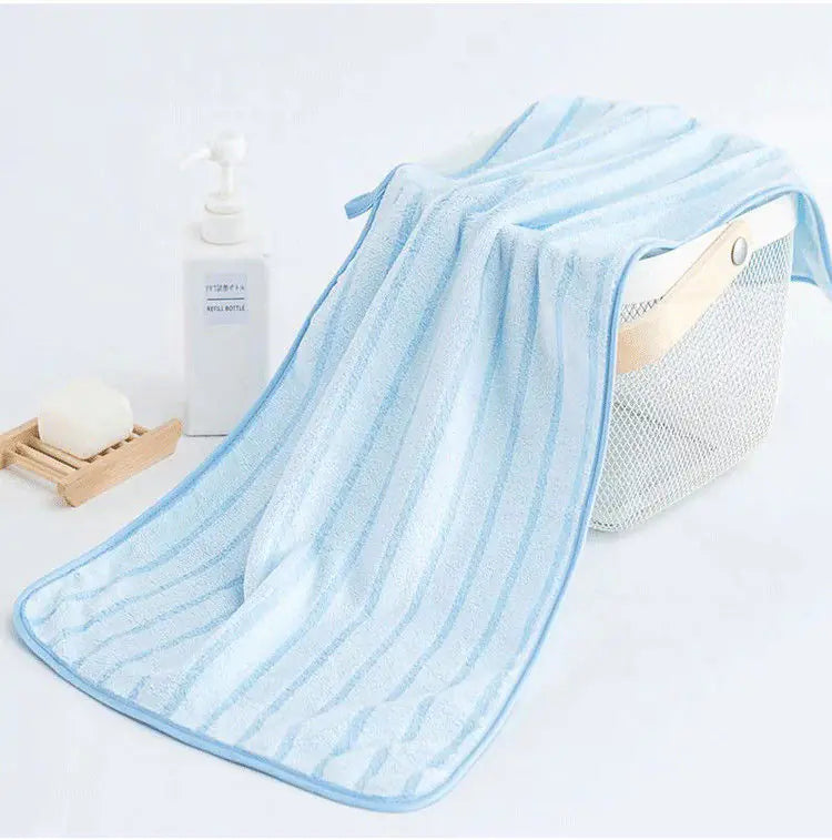 Thick Coral Fleece Towels - Striped Face Towels Set of 5