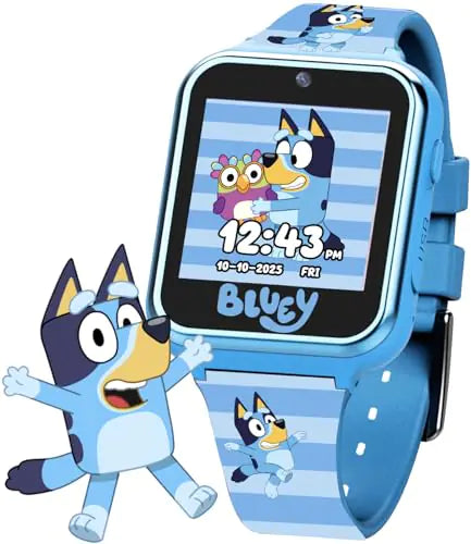 Accutime Bluey Kids Smartwatch with Camera Games Pedometer and Audio Recorder for Creative Play and Learning 1.5" Touchscreen Blue Fits 5.5"-8.0" Wrists for Boys and Girls Ages 3+