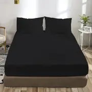 3pcs Solid Color Fitted Sheet Set for Bedroom
