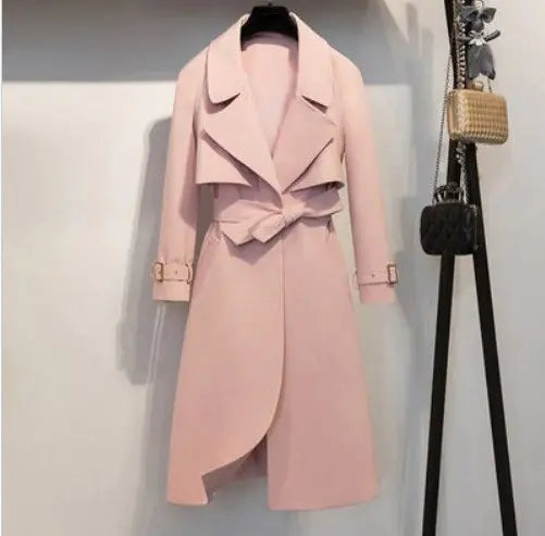 2020 Spring Autumn Women's Long Trench Coat with Belt