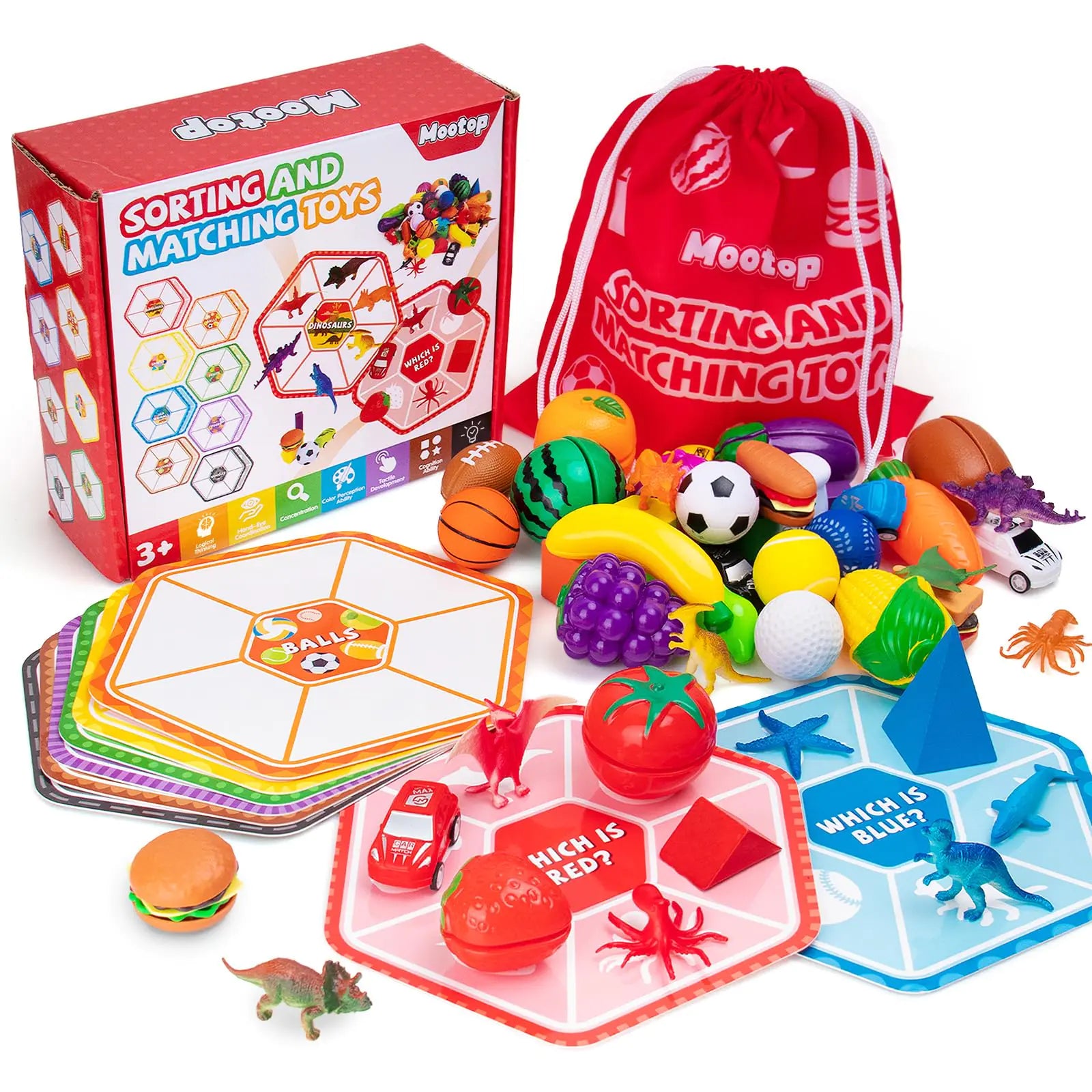 Sorting Toys for Toddlers Match Card & Sort Game Set Sensory Toys Multiple Themes Fine Motor Sorting Games Preschool Educational Learning Toys Sorting Matching Playset for Boys and Girls