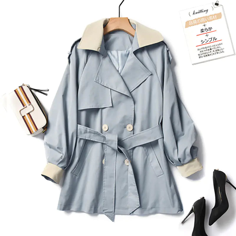 2019 Autumn Korean Women's Trench Coat with Belt