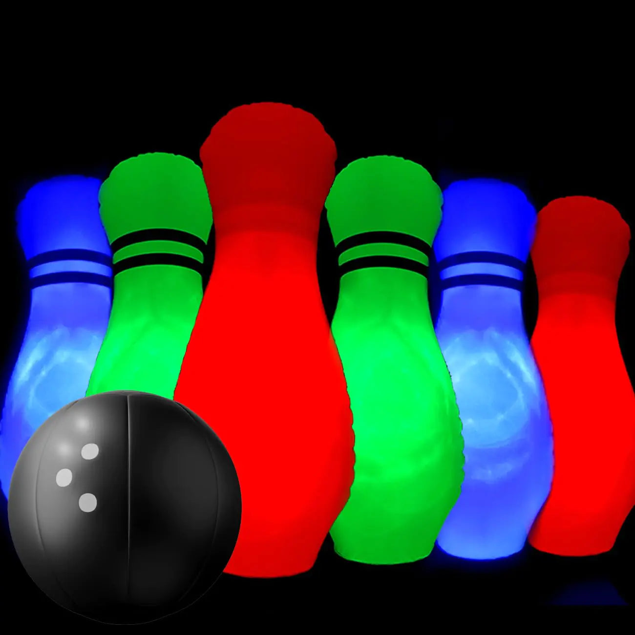 Kids Bowling Toys SetLarge Inflatable Light up Bowling6 Glow Pins+1 Ball Bowling Pins Games for Kids Indoor OutdoorGreat Game for Boys Girls Christmas Gift
