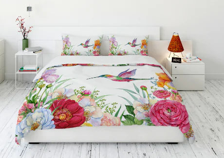 Flowers Aura | Colorful Floral Cartoon Bedding Set (Four Pieces)