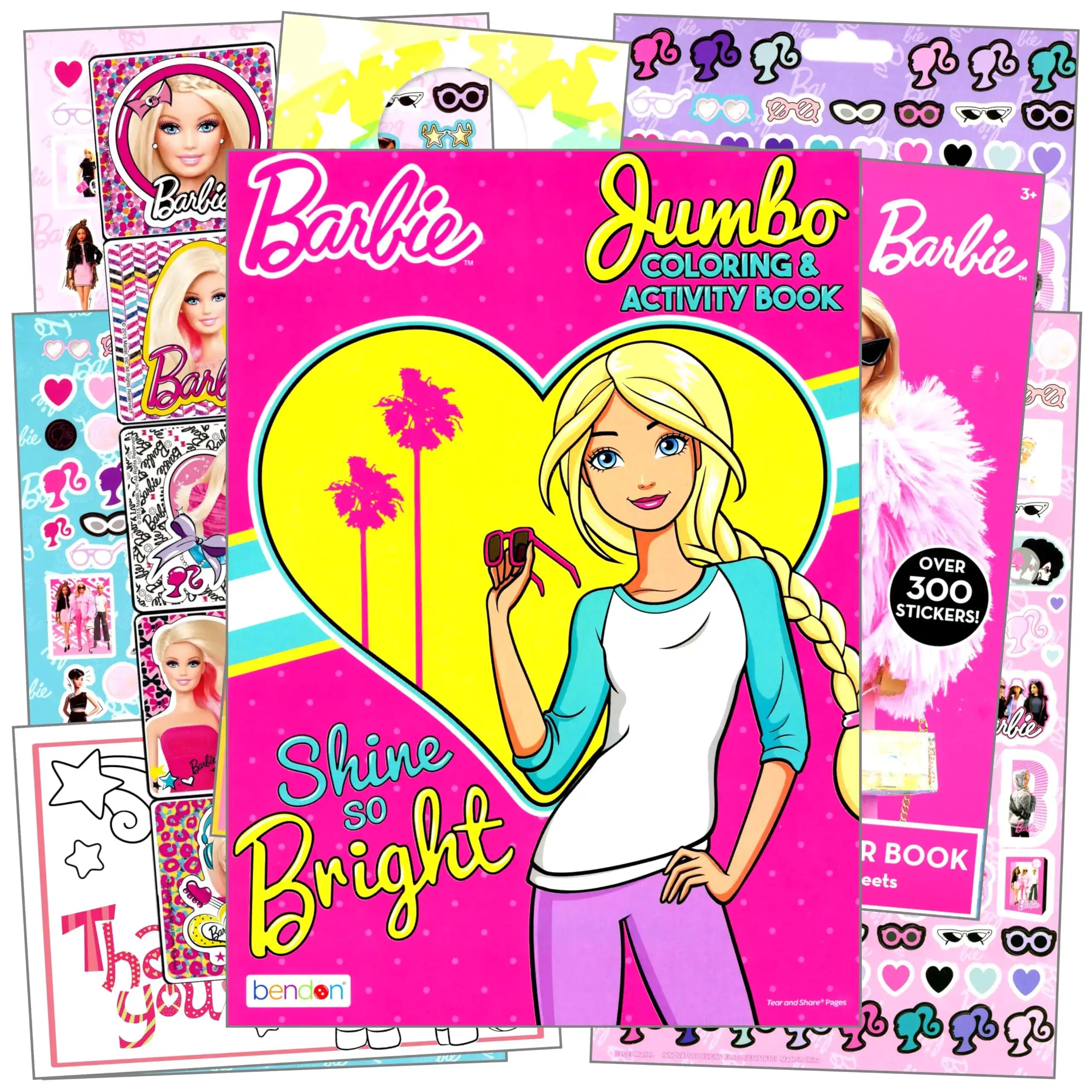 Barbie Sticker Activity Set - Bundle Includes Barbie Stickers Barbie Coloring Book and More (Pink)