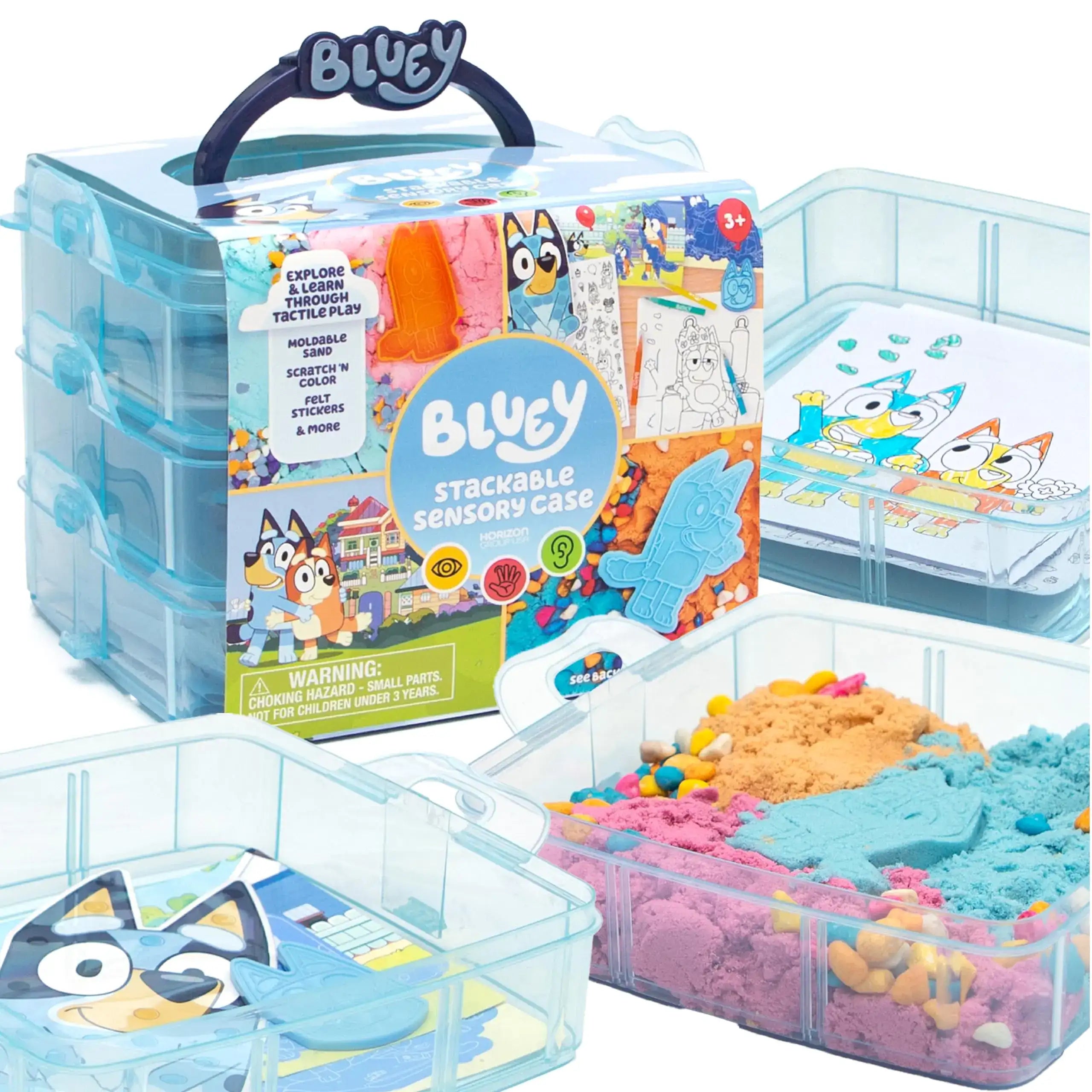 Bluey Stackable Sensory Case Reusable Sensory Bin With Bluey Stickers Sensory Play Sand Bags Coloring Activities Bluey Toys Toddler Activities Sensory Toys Sensory Toys for Toddlers 1-3