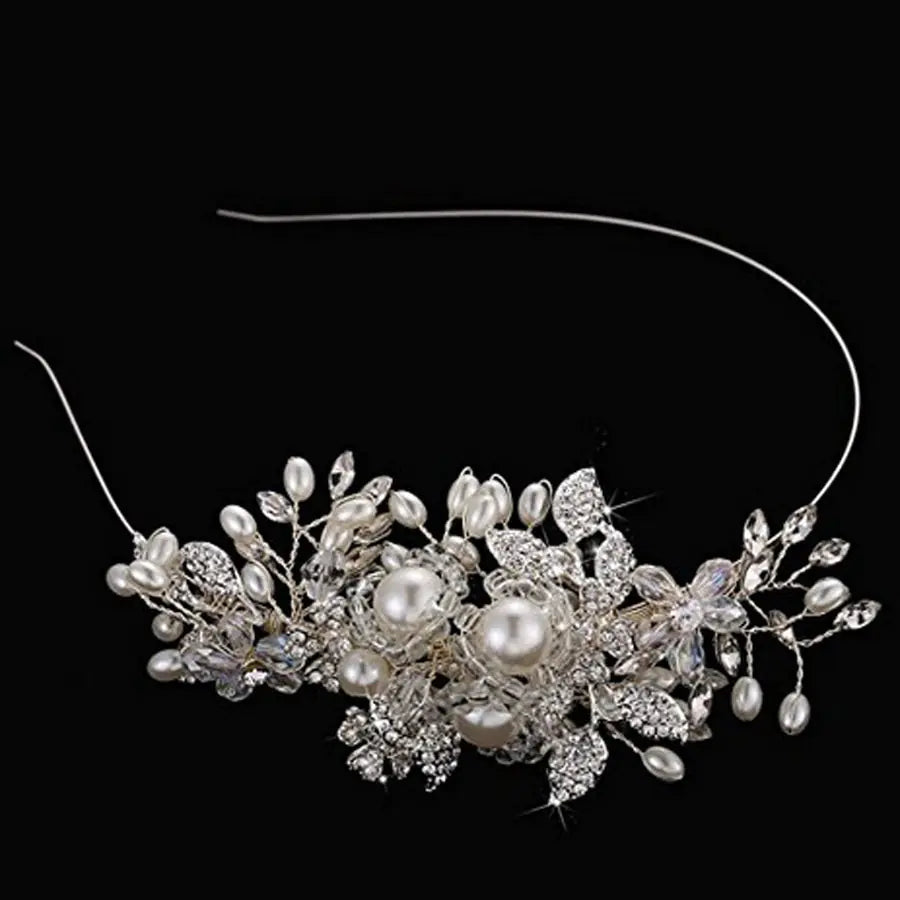Luxury Wedding Headpiece with Handmade Pearls & Crystals