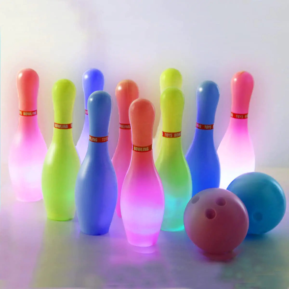 OceanWings Kids Light up Bowling Ball Toys SetBowling Pins Toy Game with 10 Pins & 2 Balls Fun Sports Games for Kids Toddler Indoor & Outdoor Boys Girls Children 3 4 5 6 Years