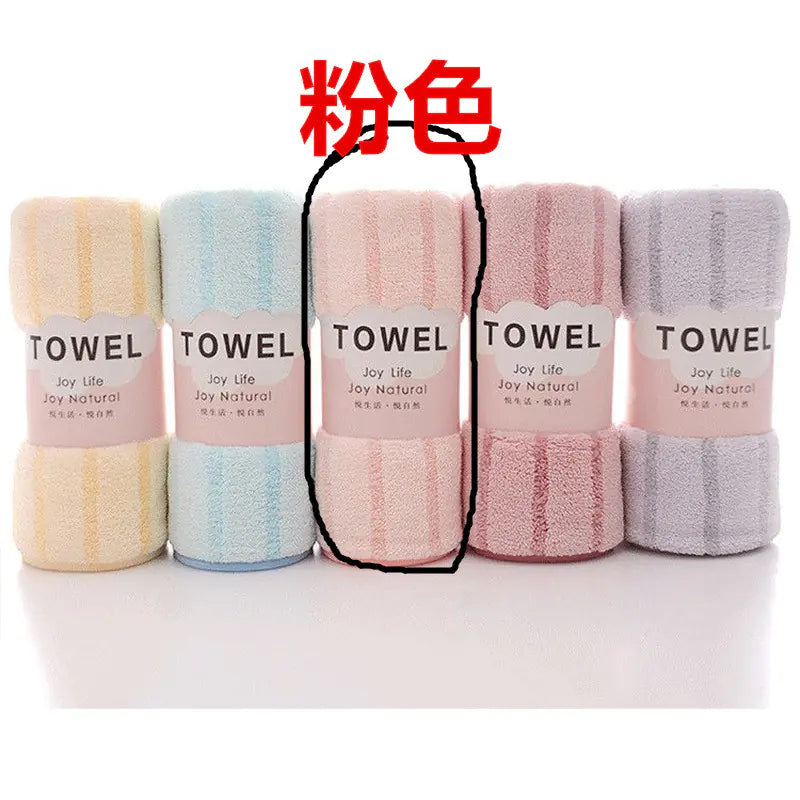 Thick Coral Fleece Towels - Striped Face Towels Set of 5