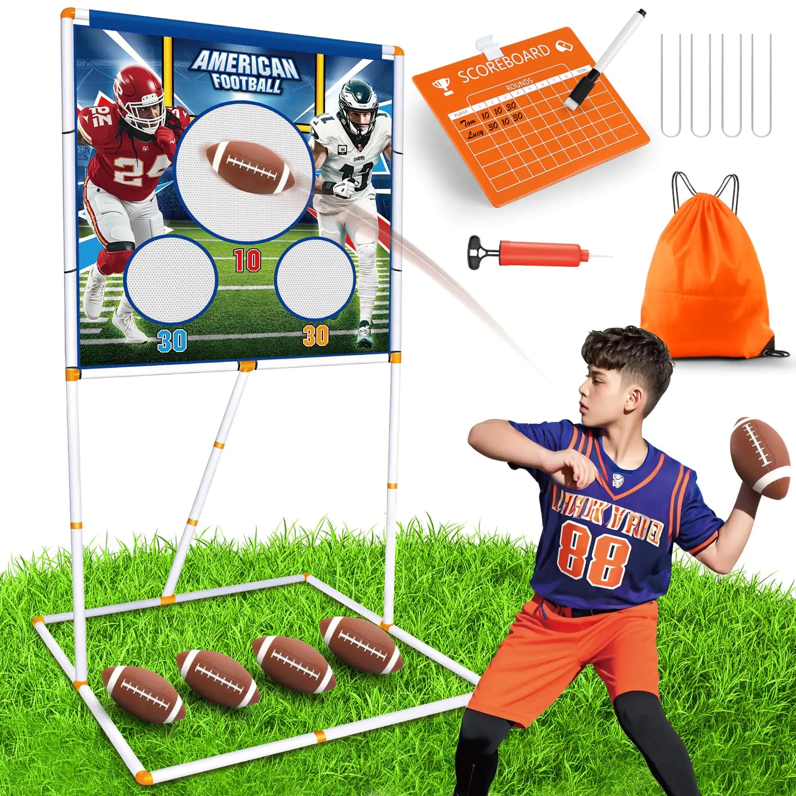 Kaelinda American Football Games Kids Football Throwing Target Game Indoor Outdoor Games for Kids 6-8 8-12 Football Gifts for Boy Toys Outside Sports Toys for Party Carnival Games Birthday Gifts