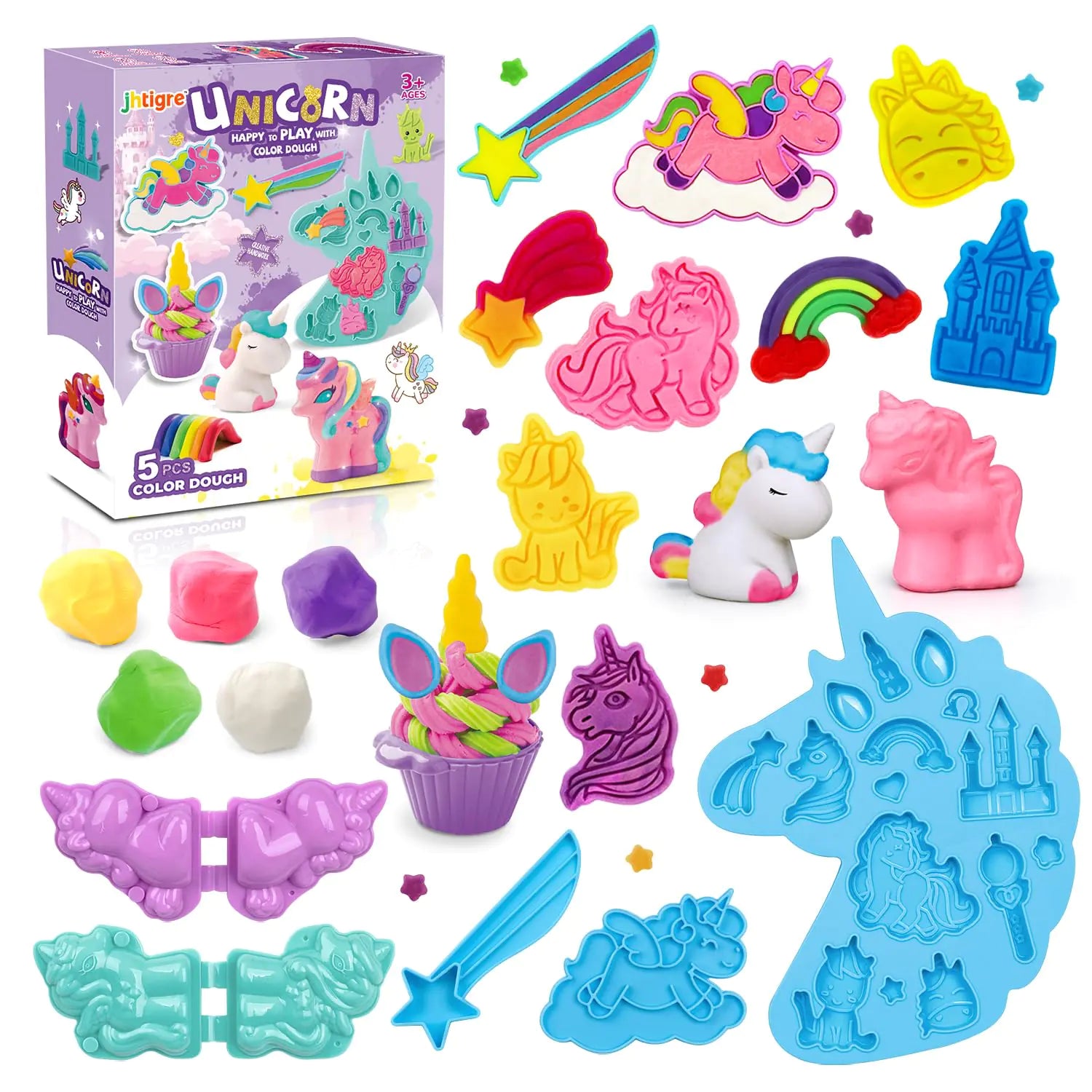 Color Dough Sets for Kids Ages 2-4 Unicorn Theme Dough Tools Kit for Kids Ages 4-8 11 Piece Color Dough Accessories Arts Crafts Play Set Preschool Education Toys for Toddlers Girls Age 3 4 5 6 7 8