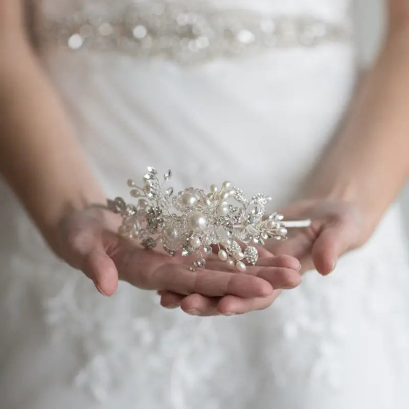 Luxury Wedding Headpiece with Handmade Pearls & Crystals