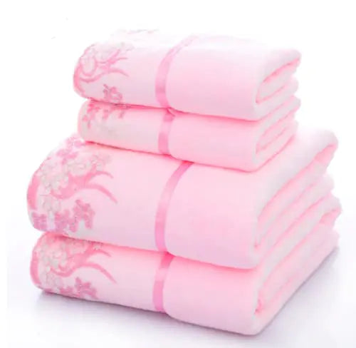 Abeigoi Pink Lace Bath Towels Velet Ultra Soft & Absorbent Bath Towel and Hand Towels Set for BathroomShower Towel (1 Bath Towel+2 Hand Towels)